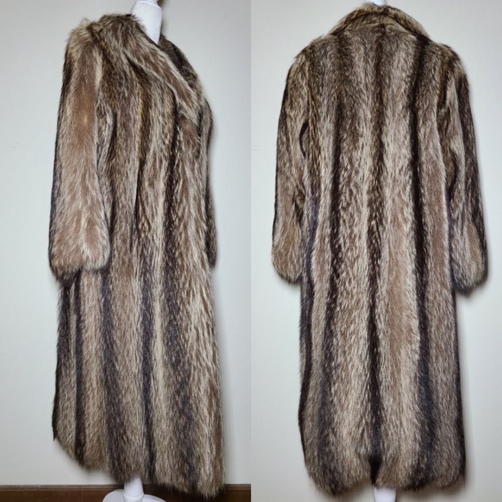 Vintage Genuine Raccoon Fur Long Coat - Picture 5 of 9